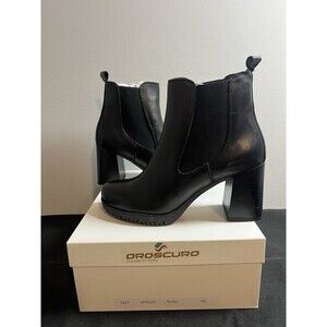 Oroscuro Black Leather Chelsea Ankle Boots Size 40 LNIB